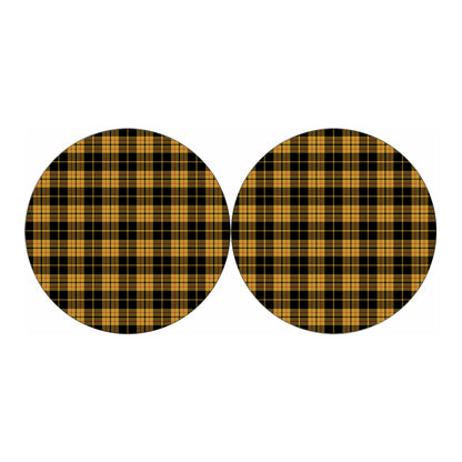 Black And Yellow Tartan Pattern Print Car Coasters