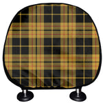 Black And Yellow Tartan Pattern Print Car Headrest Covers
