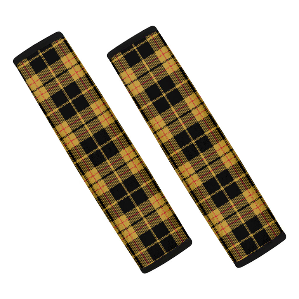 Black And Yellow Tartan Pattern Print Car Seat Belt Covers
