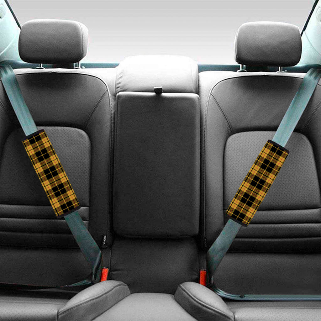 Black And Yellow Tartan Pattern Print Car Seat Belt Covers