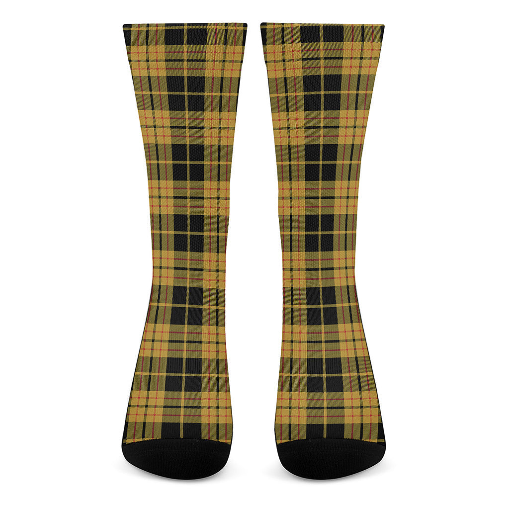 Black And Yellow Tartan Pattern Print Crew Socks