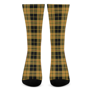 Black And Yellow Tartan Pattern Print Crew Socks