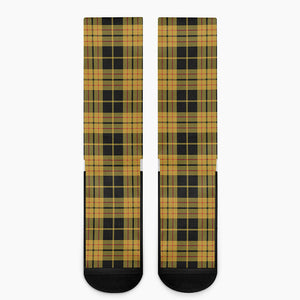 Black And Yellow Tartan Pattern Print Crew Socks