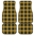 Black And Yellow Tartan Pattern Print Front and Back Car Floor Mats