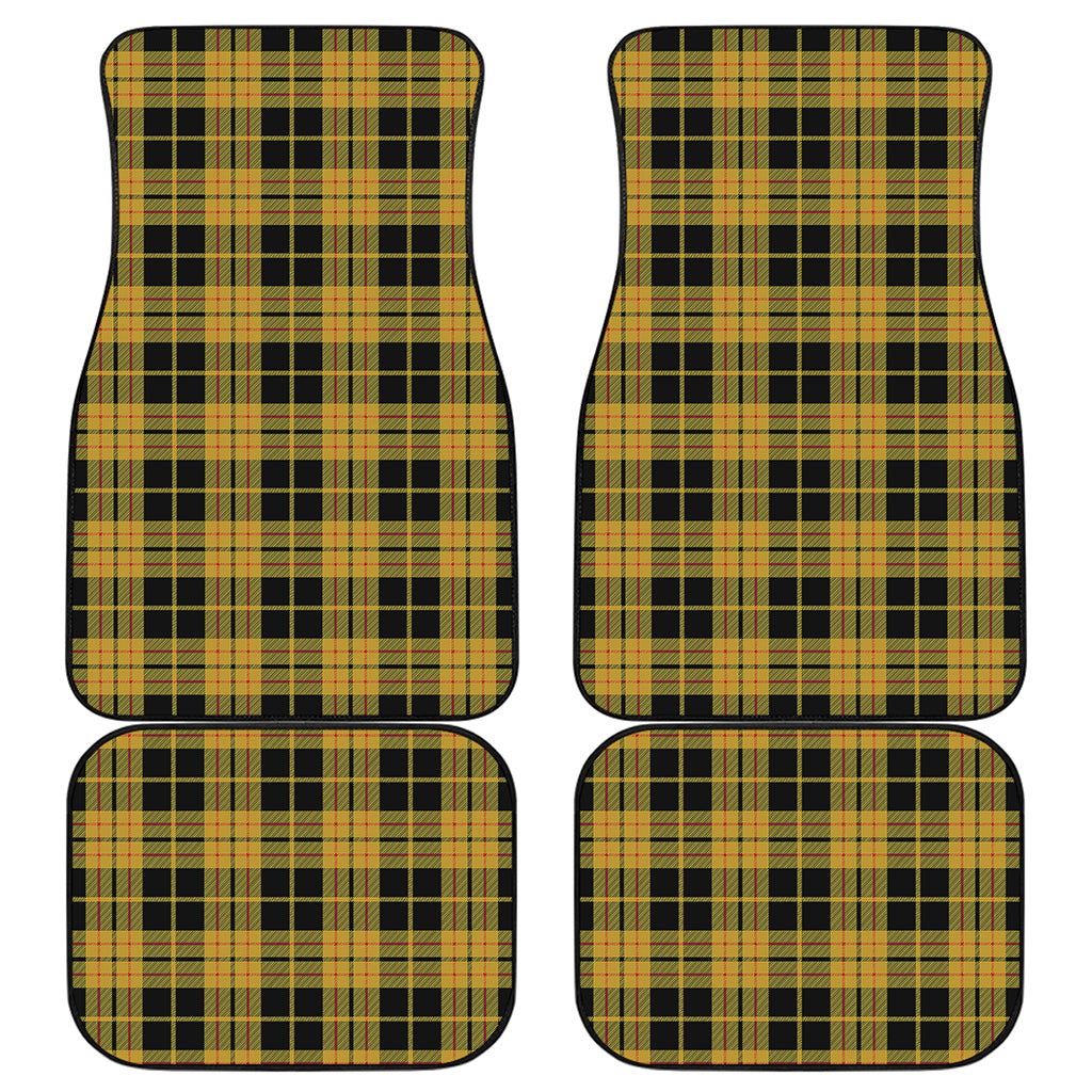 Black And Yellow Tartan Pattern Print Front and Back Car Floor Mats