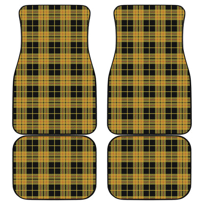 Black And Yellow Tartan Pattern Print Front and Back Car Floor Mats