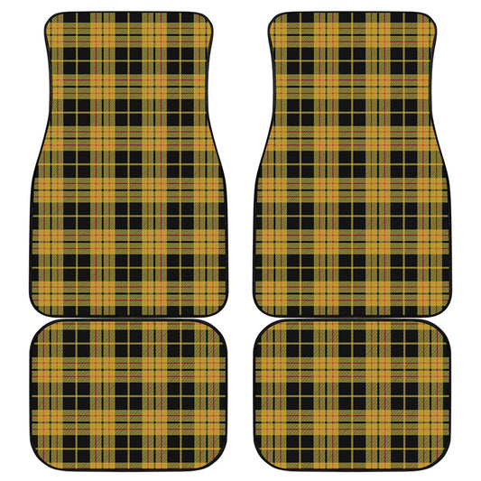 Black And Yellow Tartan Pattern Print Front and Back Car Floor Mats