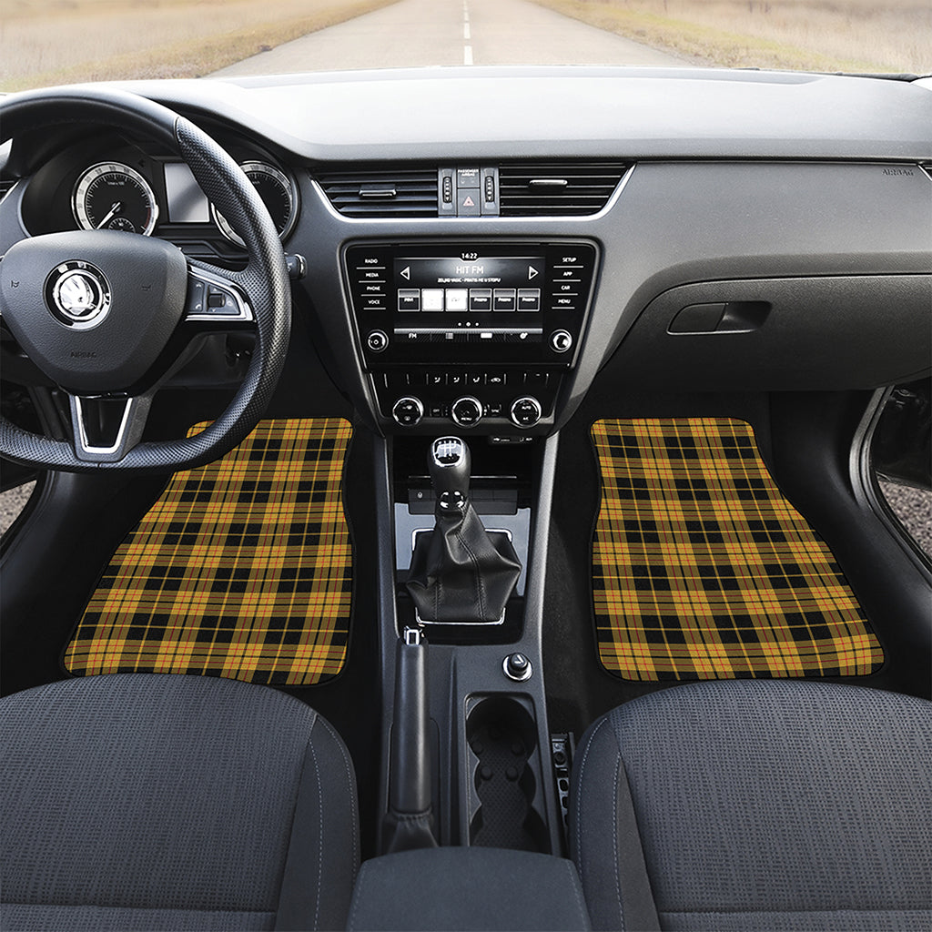 Black And Yellow Tartan Pattern Print Front and Back Car Floor Mats