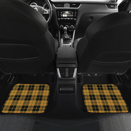 Black And Yellow Tartan Pattern Print Front and Back Car Floor Mats