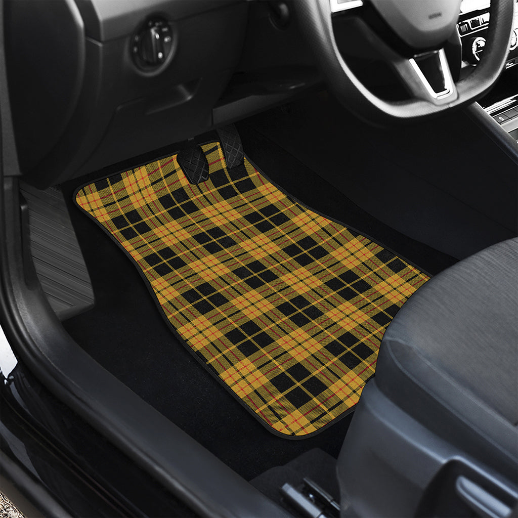 Black And Yellow Tartan Pattern Print Front and Back Car Floor Mats