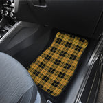 Black And Yellow Tartan Pattern Print Front and Back Car Floor Mats