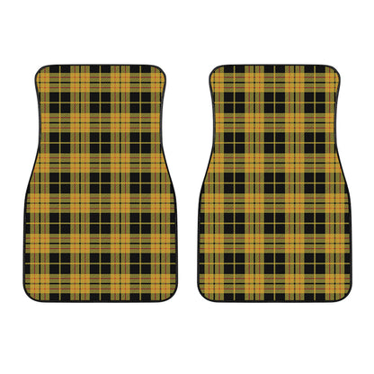 Black And Yellow Tartan Pattern Print Front Car Floor Mats