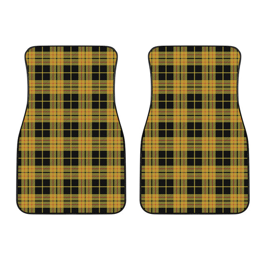 Black And Yellow Tartan Pattern Print Front Car Floor Mats