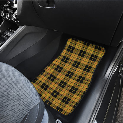 Black And Yellow Tartan Pattern Print Front Car Floor Mats