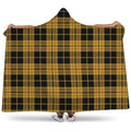 Black And Yellow Tartan Pattern Print Hooded Blanket