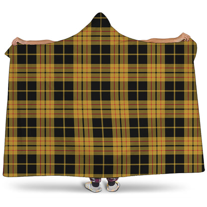Black And Yellow Tartan Pattern Print Hooded Blanket