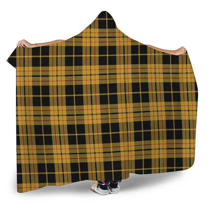 Black And Yellow Tartan Pattern Print Hooded Blanket