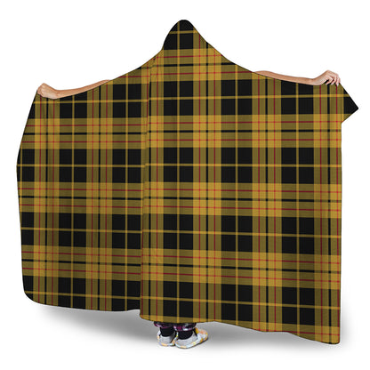 Black And Yellow Tartan Pattern Print Hooded Blanket