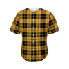 Black And Yellow Tartan Pattern Print Men's Baseball Jersey