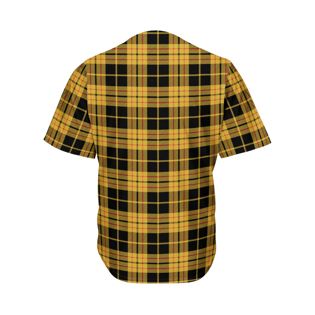 Black And Yellow Tartan Pattern Print Men's Baseball Jersey