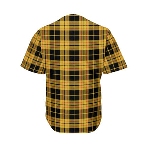 Black And Yellow Tartan Pattern Print Men's Baseball Jersey