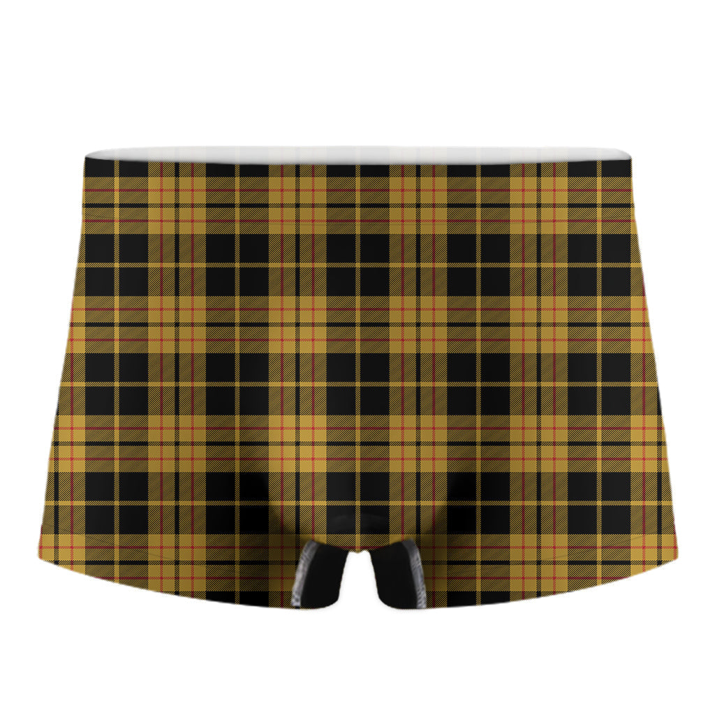 Black And Yellow Tartan Pattern Print Men's Boxer Briefs