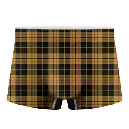 Black And Yellow Tartan Pattern Print Men's Boxer Briefs