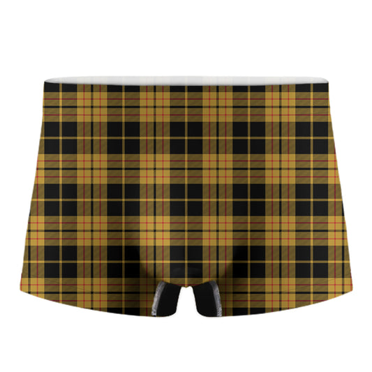 Black And Yellow Tartan Pattern Print Men's Boxer Briefs