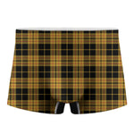 Black And Yellow Tartan Pattern Print Men's Boxer Briefs