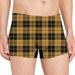 Black And Yellow Tartan Pattern Print Men's Boxer Briefs