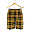 Black And Yellow Tartan Pattern Print Men's Shorts