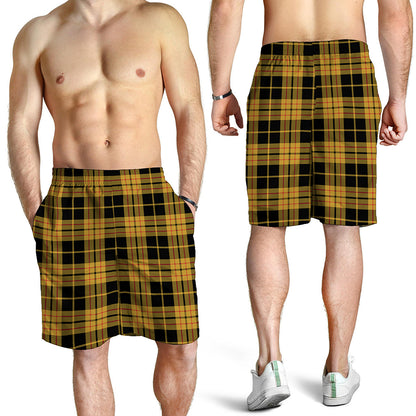 Black And Yellow Tartan Pattern Print Men's Shorts