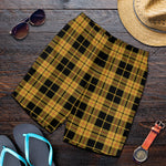 Black And Yellow Tartan Pattern Print Men's Shorts