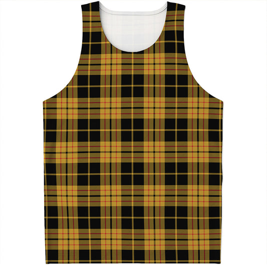 Black And Yellow Tartan Pattern Print Men's Tank Top