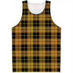 Black And Yellow Tartan Pattern Print Men's Tank Top