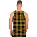 Black And Yellow Tartan Pattern Print Men's Tank Top