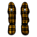 Black And Yellow Tartan Pattern Print Muay Thai Shin Guard