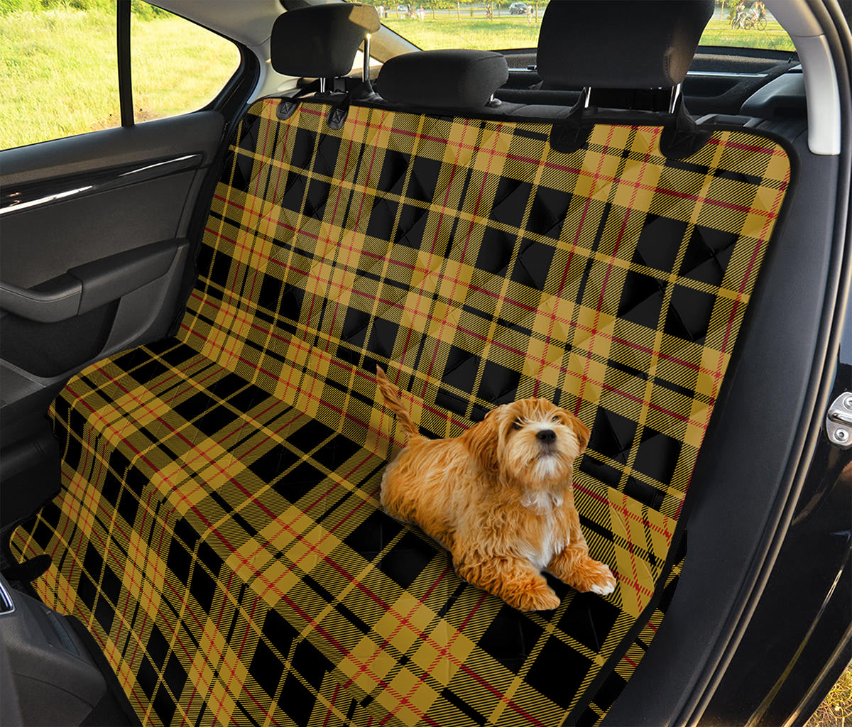 Black And Yellow Tartan Pattern Print Pet Car Back Seat Cover