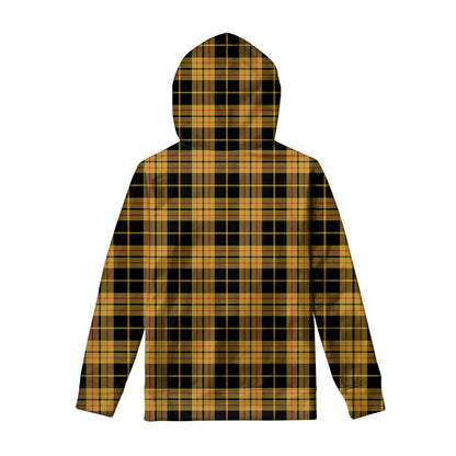 Black And Yellow Tartan Pattern Print Pullover Hoodie