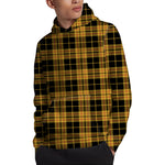 Black And Yellow Tartan Pattern Print Pullover Hoodie