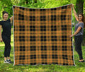 Black And Yellow Tartan Pattern Print Quilt