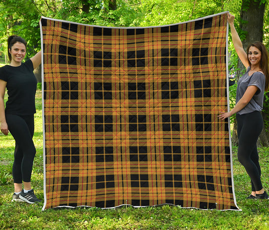 Black And Yellow Tartan Pattern Print Quilt