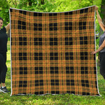 Black And Yellow Tartan Pattern Print Quilt
