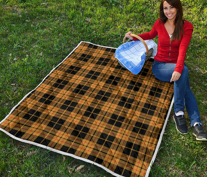Black And Yellow Tartan Pattern Print Quilt