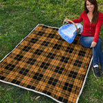 Black And Yellow Tartan Pattern Print Quilt
