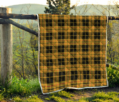 Black And Yellow Tartan Pattern Print Quilt