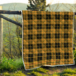 Black And Yellow Tartan Pattern Print Quilt