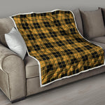 Black And Yellow Tartan Pattern Print Quilt