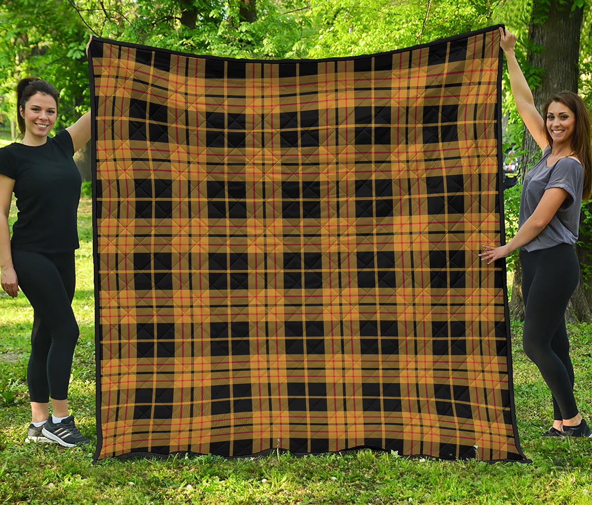 Black And Yellow Tartan Pattern Print Quilt
