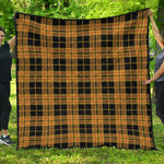 Black And Yellow Tartan Pattern Print Quilt